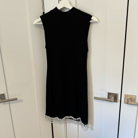 NWT Zara Black Soft Dress with Pearls S - Picture 4 of 7